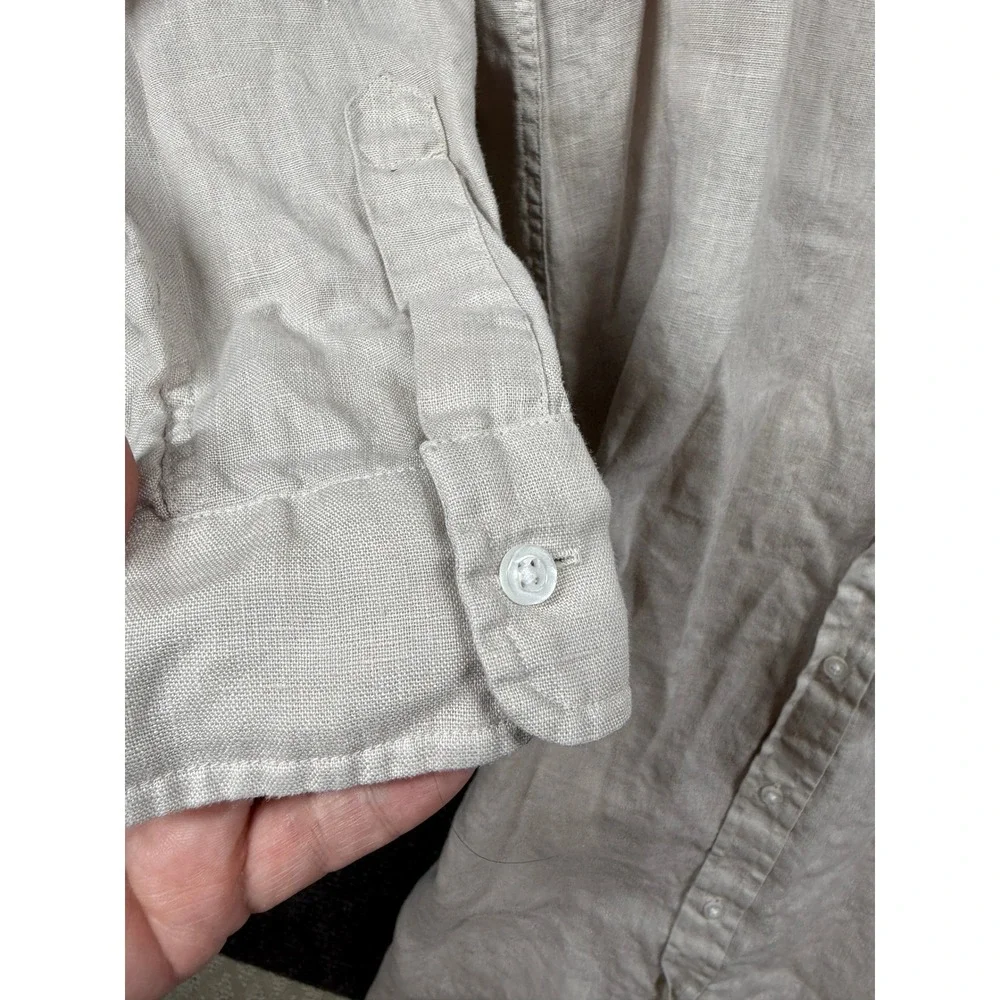 Frank & Eileen Rory Linen Maxi Shirt Dress Sand Beige Womens Small Long Sleeve